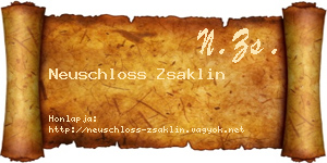 Neuschloss Zsaklin névjegykártya